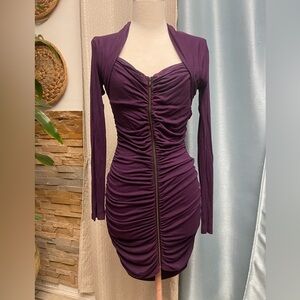 Mystic Deep Purple Long Sleeve Y2K Dress